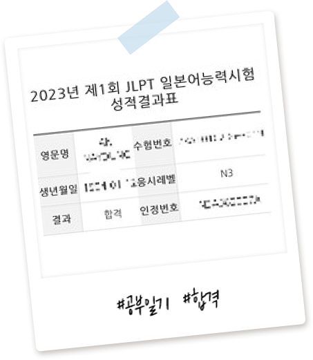 2023년 제1회 JLPT 일본어능력시험 성적결과표